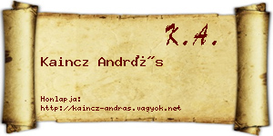 Kaincz András névjegykártya