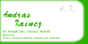 andras kaincz business card