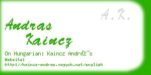 andras kaincz business card